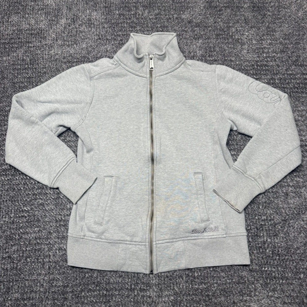 Carhartt Girls Full Zip Jacket Sweatshirt Size S 4-6 Heather Gray Fleece